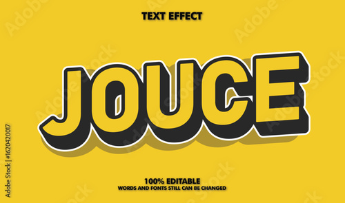 Bold yellow text effect with black outline and shadow spelling jouce