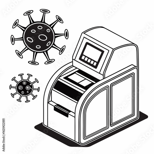 Creative PCR Machine Vector Illustration | Clean and Modern Design for Genetic Testing, Molecular Biology, and Medical Laboratory Projects