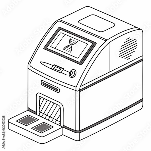 Creative PCR Machine Vector Illustration | Clean and Modern Design for Genetic Testing, Molecular Biology, and Medical Laboratory Projects	