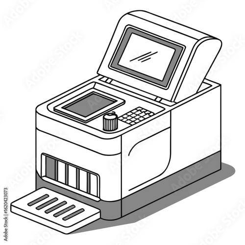 Creative PCR Machine Vector Illustration | Clean and Modern Design for Genetic Testing, Molecular Biology, and Medical Laboratory Projects	