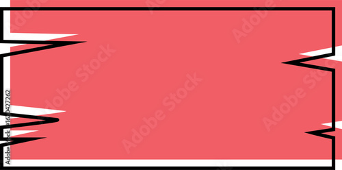 Abstract red banner with jagged edges and a black border design element