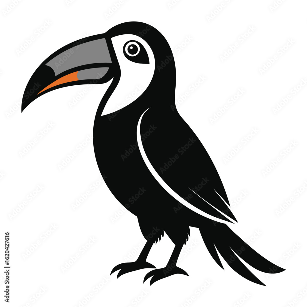 Obraz premium Vibrant toucan silhouette illustration isolated on white background