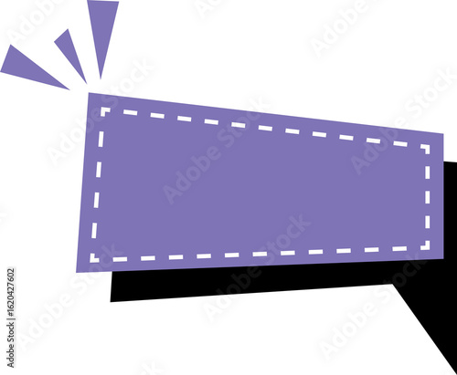 Modern periwinkle banner with dashed border and burst illustration element