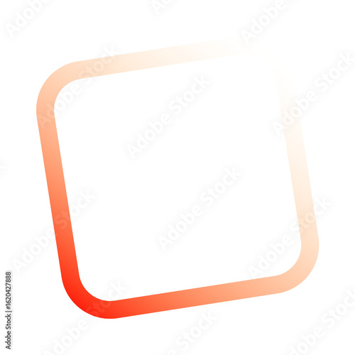 Red square graphic design with gradient orange border on black background