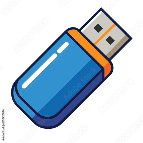 Modern usb flash drive with a sleek metallic casing isolated on white background