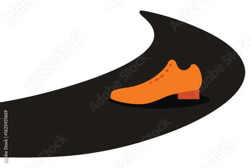 Lonely Orange Shoe on Dark Path – Symbolic Lost Voice Vector Illustration