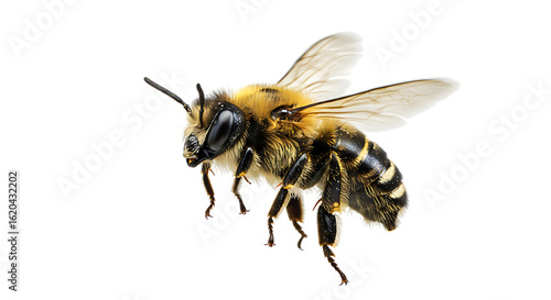 A bee flying isolated on transparent background