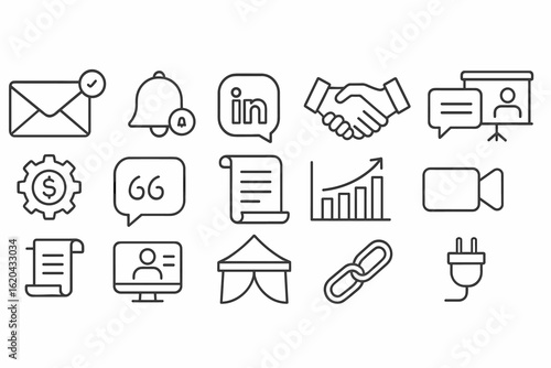 Communication, business line icon set. professional, network line icons for web, apps