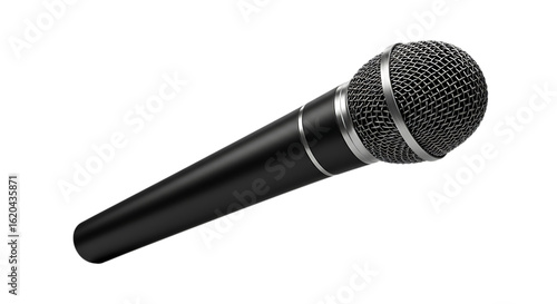 Black microphone isolated on transparent background