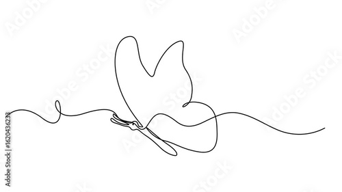 Butterfly, one line drawing animation, video clip with alpha channel, Butterfly flight continuous line drawn animation, Animated self drawing of 
Butterflies are flying and will land on flowers video.