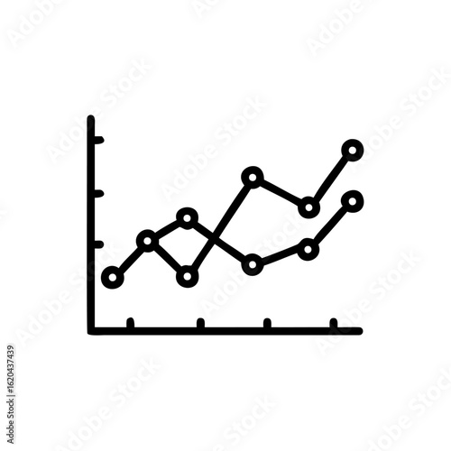 Line art icon two interconnected time series graphs chart data