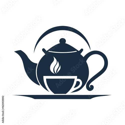 Tea house logo vector illustration.
