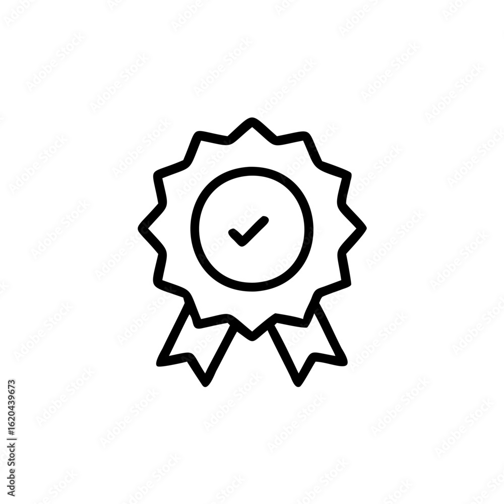 Outline a K P I badge with a checkmark on award tick Outline a K P I badge with a checkmark on award tick