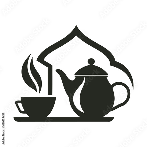 Tea house logo vector illustration.
