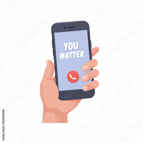 Hand holding smartphone with "You Matter" message on screen  