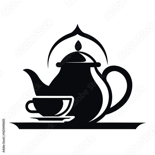 Tea house logo vector illustration.

