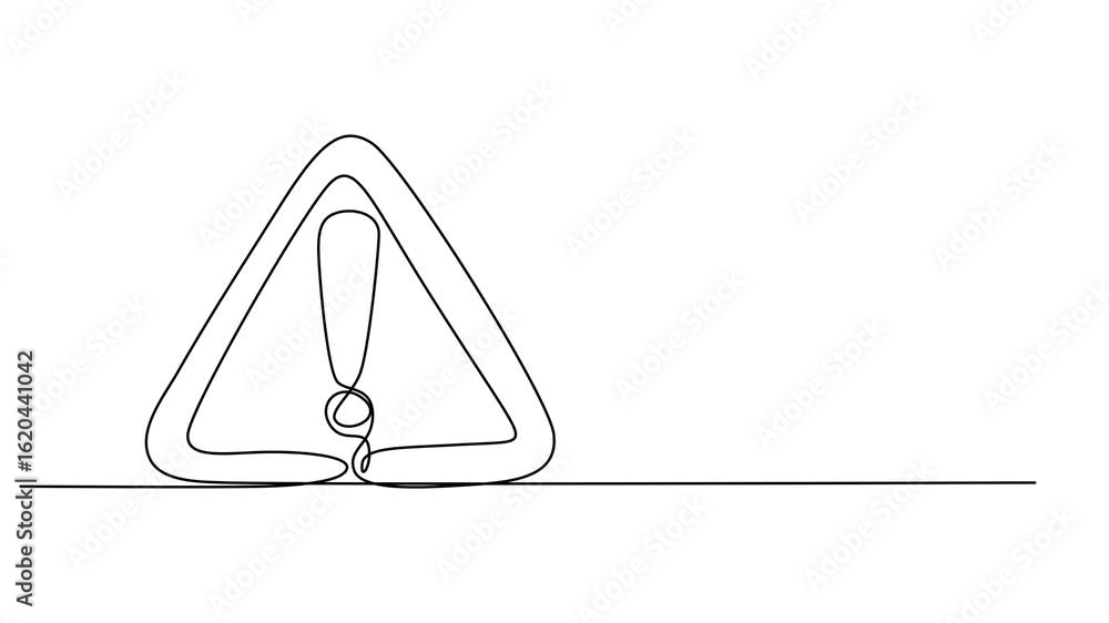Dangerous sign animation continuous one line drawing, Self drawing line ...