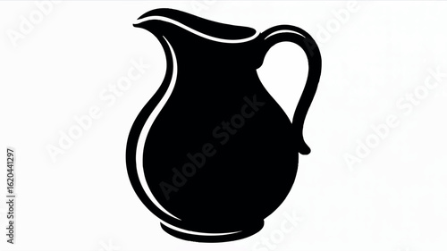 Classic black ceramic pitcher silhouette illustration on a clean white background
