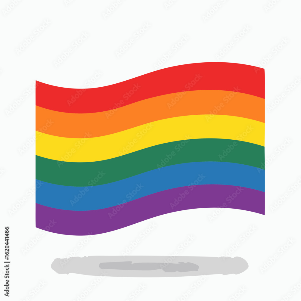 Obraz premium Bunte Regenbogenflagge – flache Vektorillustration als LGBT+ Symbol
