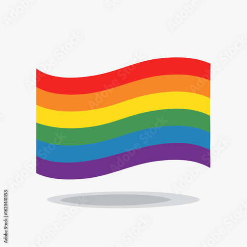 Bunte Regenbogenflagge – flache Vektorillustration als LGBT+ Symbol