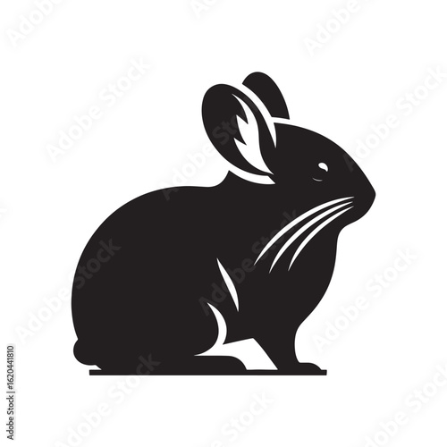 Tribal American Pika Silhouette with Swirls Curved Lines and Cutout Patterns Clean Black Animal Design for Cricut and Sublimation