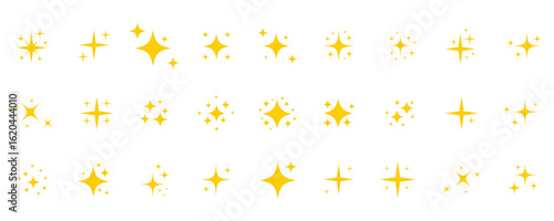 Star sparkle icon set. Retro Futuristic Vector Icons Starburst Twinkles, Geometric Sparkles , Cosmic Design Elements