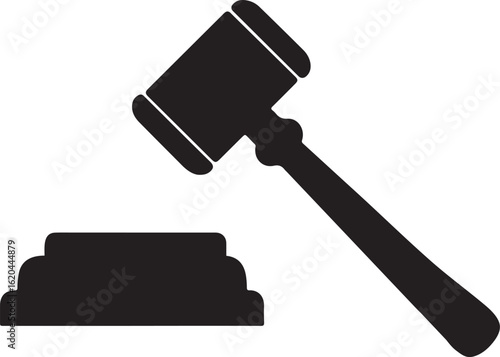 Judge gavel icon, judge gavel silhouette icon, wooden gavel, legal judgment, judge gavel silhouette vector