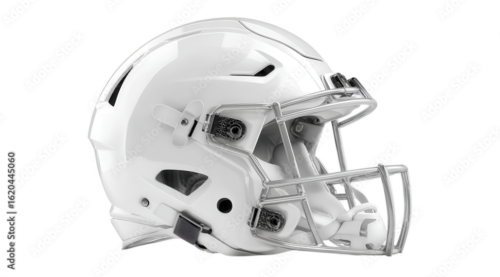Fototapeta premium Vibrant photo of white american football helmet isolated on transparent background.