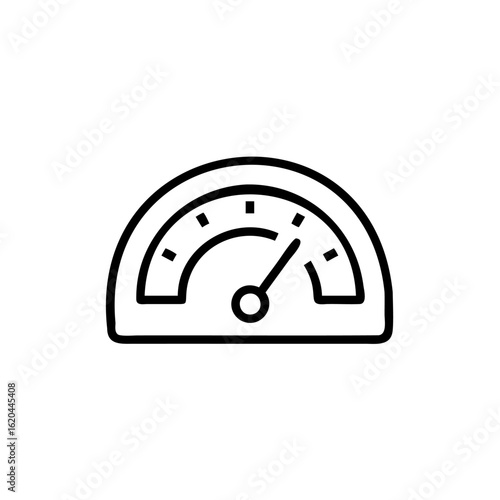 Outline speedometer icon with needle pointing right gauge dial