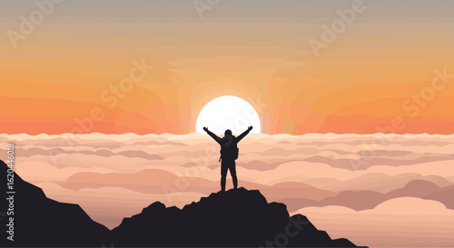 Inspiring Nature Illustration in a Serene Environment with a Majestic Viewpoint