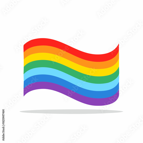 Bunte Regenbogenflagge – flache Vektorillustration als LGBT+ Symbol