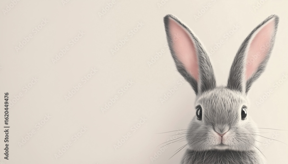 Obraz premium Beige Headband With Adorable Grey Rabbit Ears, Perfect For Any Occasion, Plenty Of Room For Your Personal Style And Creativity.