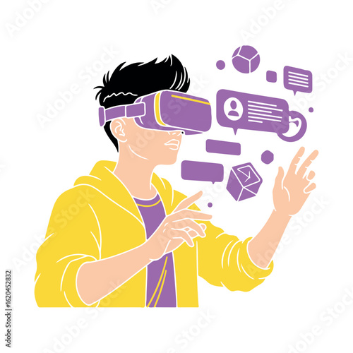 Young Person Engaging With Digital Future Through Immersive Virtual Reality Technology