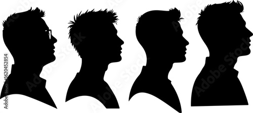 Silhouette of Bald Man with Toothpick in Mouth | Vector Illustration