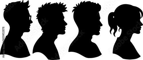 Silhouette of Bald Man with Toothpick in Mouth | Vector Illustration