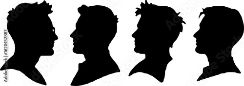 Silhouette of Bald Man with Toothpick in Mouth | Vector Illustration