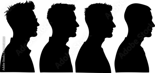 Silhouette of Bald Man with Toothpick in Mouth | Vector Illustration