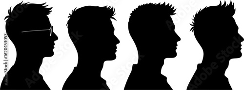 Silhouette of Bald Man with Toothpick in Mouth | Vector Illustration