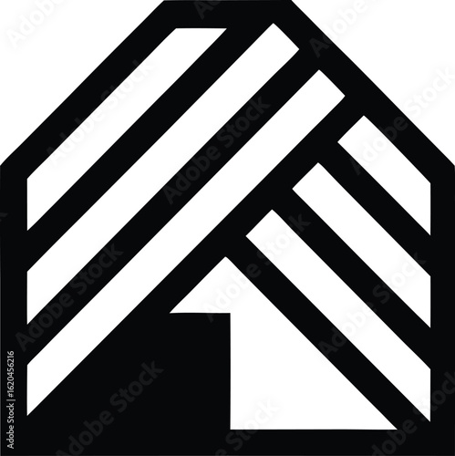 Abstract striped building symbol, a minimalist graphic for corporate identity.
