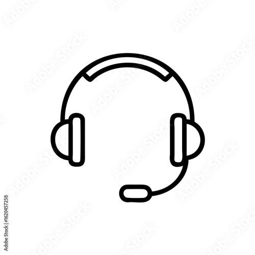 Outline a headset with microphone on headphone communication