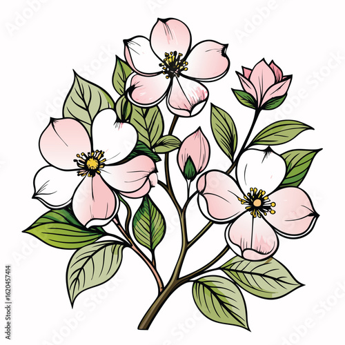 beautiful dogwood flower vector on white 