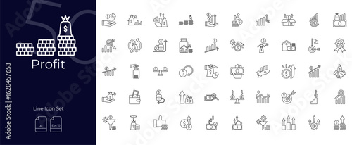 Profit Line Editable Icons set. Vector illustration in modern thin line style of Profit icons: money, income, savings, etc