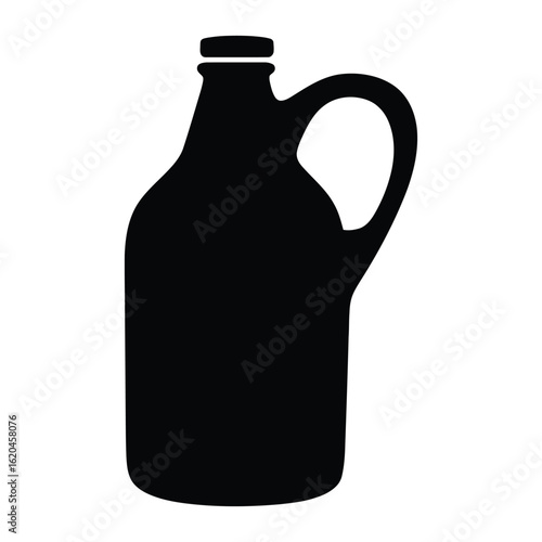 Black Silhouette of a Beer Growler Bottle - Craft Beverage Container