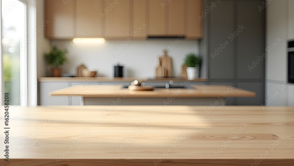 Fototapeta premium Kitchen interior with a desk and free space.