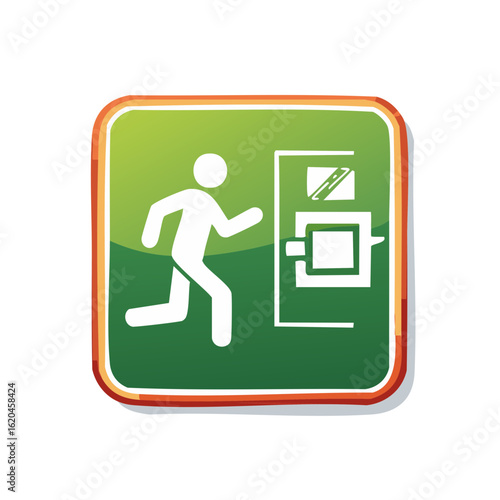 Emergency Exit Sign Symbol Green Running Figure Door Safety Evacuation Icon