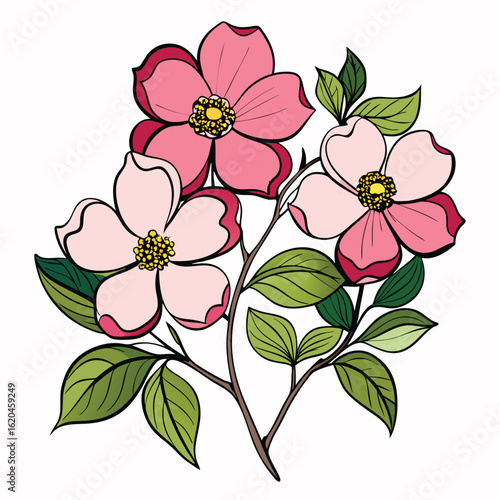 beautiful dogwood flower vector on white 