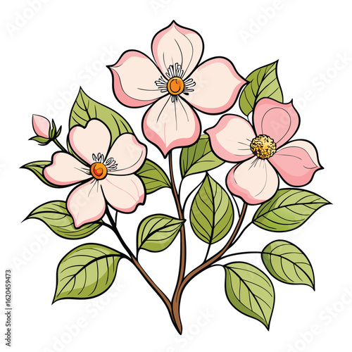 beautiful dogwood flower vector on white 