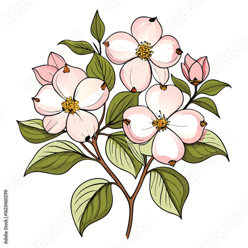 beautiful dogwood flower vector on white 