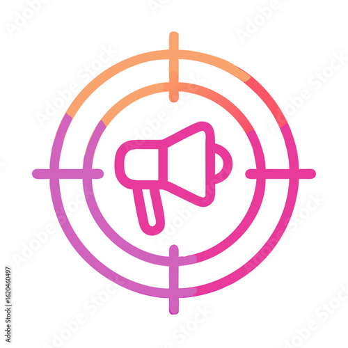 Megaphone icon in target symbolizing focused advertising strategy  