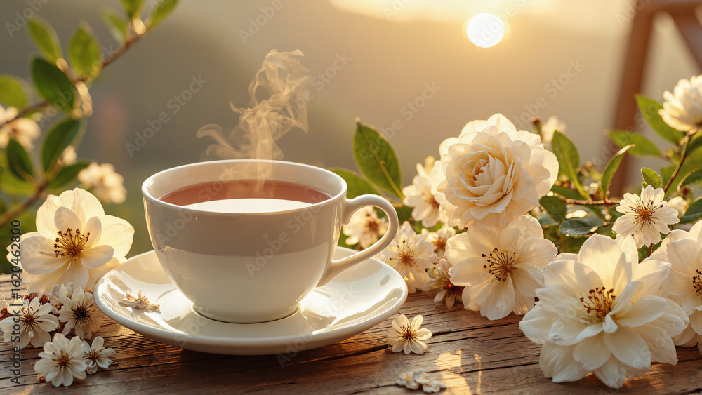cup of tea and flowers cup of tea and flowers